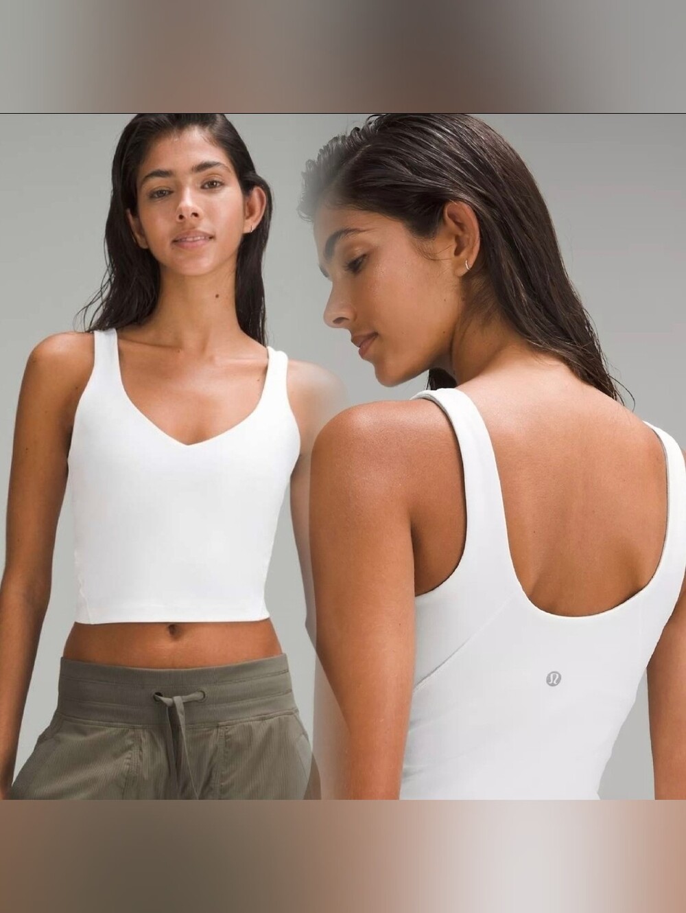 lululemon Align Tank Top Cropped Nola Built In Shelf Bra In White Size 6